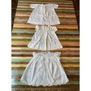 Vtg Feltman Brothers Hand Embroidered Made Dress Sleeper Cotton Smocked FLAW LOT